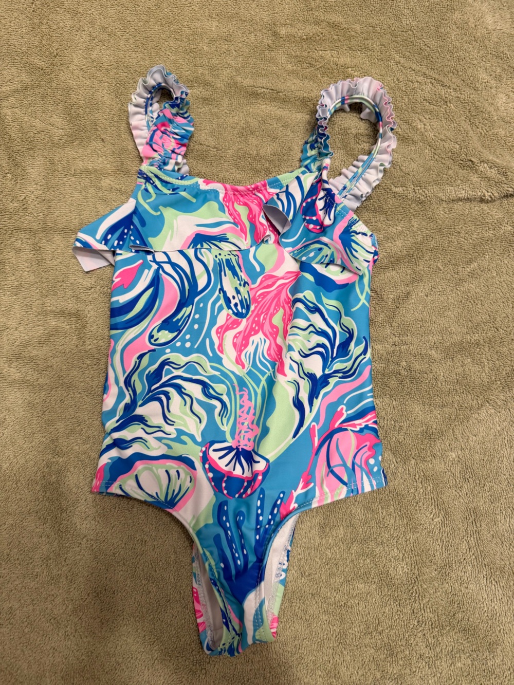 Tommy Bahama Girls One-Piece Swimsuit in Blue, Pink, Green